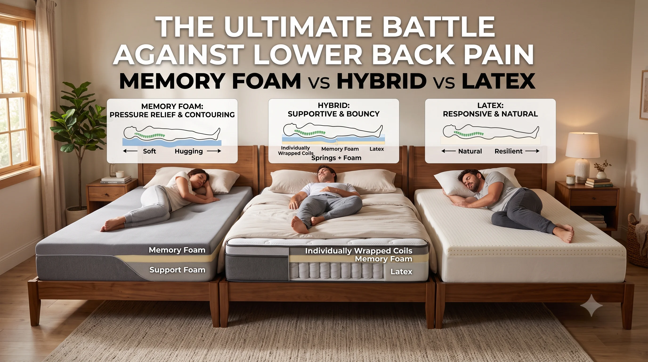 Memory Foam vs Hybrid vs Latex: The Ultimate Battle Against Lower Back Pain